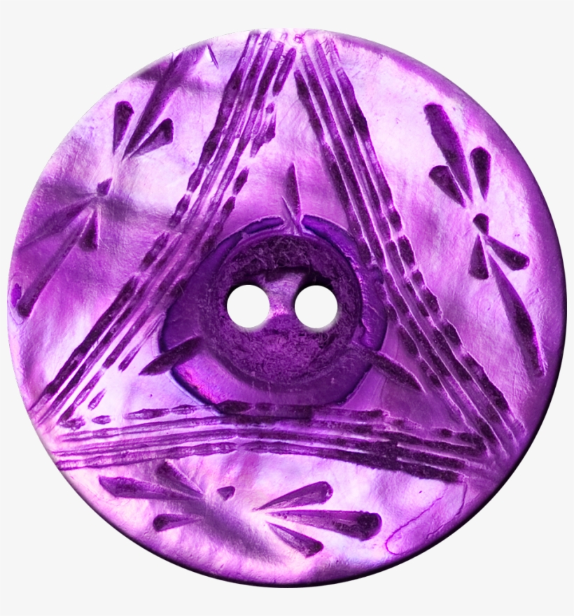 Button With Triangle And Floral Design, Purple - Circle, transparent png