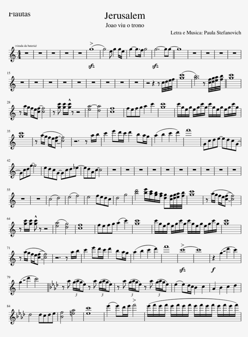 Jerusalem Corrigido Flautas Sheet Music For Flute Download - Faure Pavane Flute, transparent png
