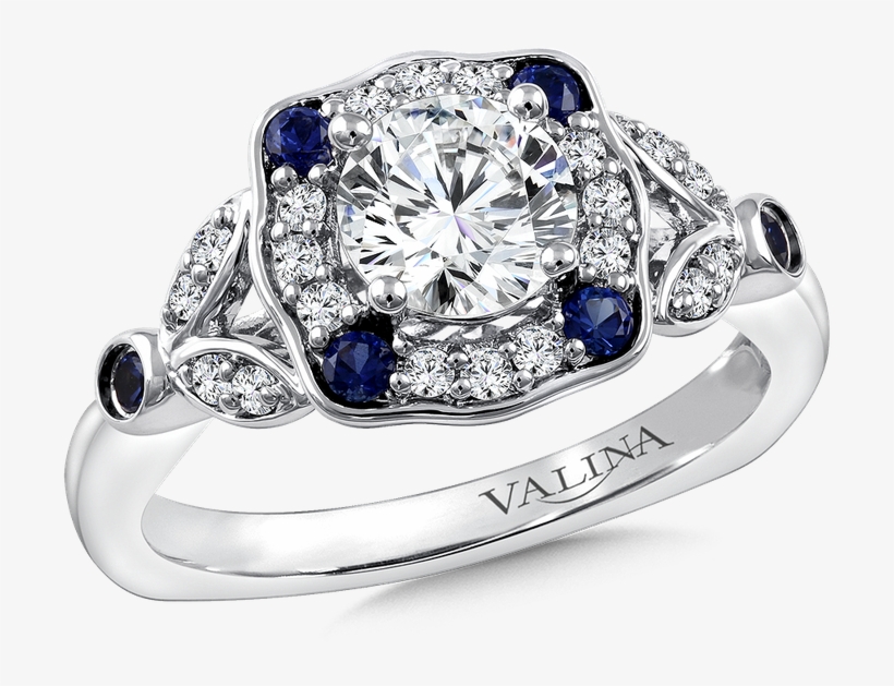 Valina Diamond & Blue Sapphire Engagement Ring Mounting - Ring, transparent png