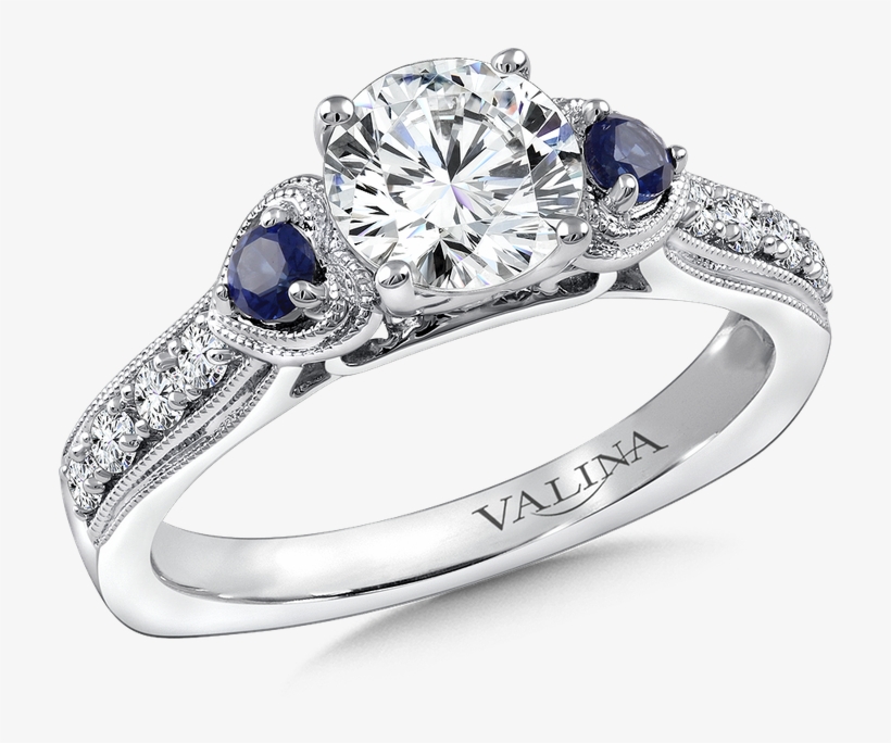 Valina Diamond & Blue Sapphire Engagement Ring Mounting - Valina Engagement Ring Mounting | Size: 6.50, transparent png