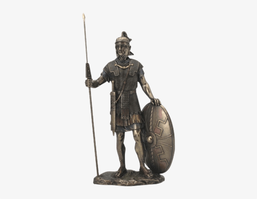 Roman Warrior With Spear And Shield Statue - Roman Warrior Statue, transparent png