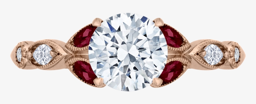 Round Diamond And Ruby Engagement Ring - Round Diamond Engagement Ring With Ruby, transparent png