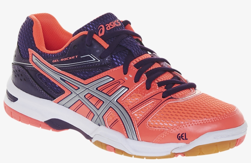Asics Gel Rocket 7- Flash Coral/silver/darkberry - Asics, transparent png