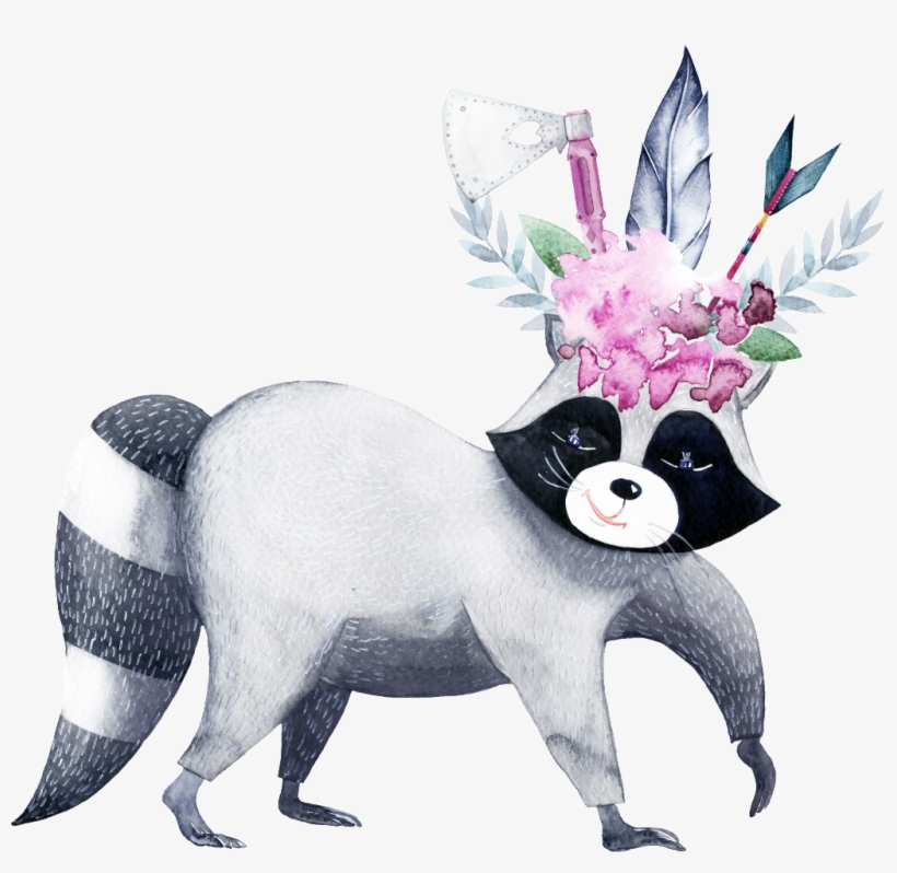 Hand Painted Gray Animal Cartoon Watercolor Beautiful - Chicraccoon-ruhestands-party Karte, transparent png