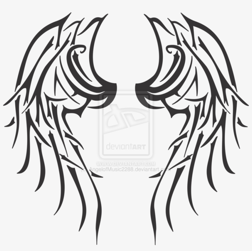Download Angel Tattoos Png - Angel Wings Tattoo Tribal, transparent png