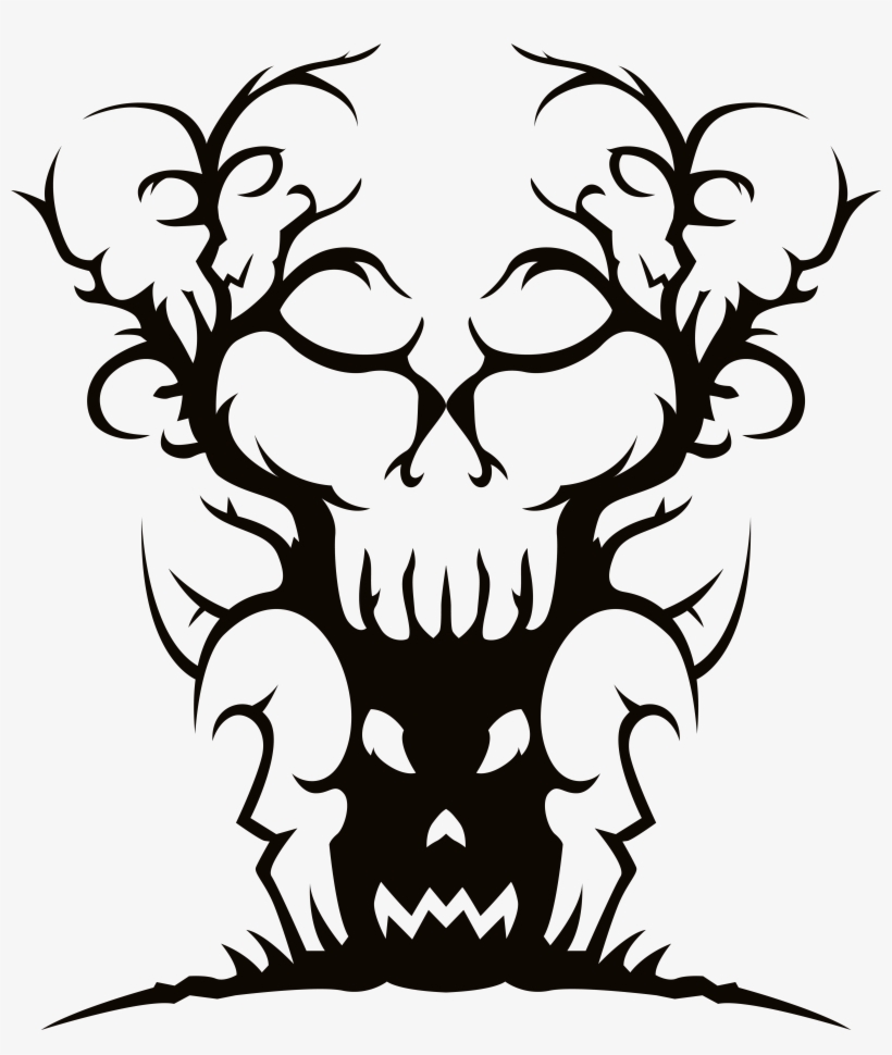 Apple Tree Silhouette Clipart - Spooky Halloween Clip Art, transparent png