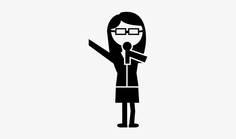Woman With Microphone Vector - Teacher Icon Female, transparent png