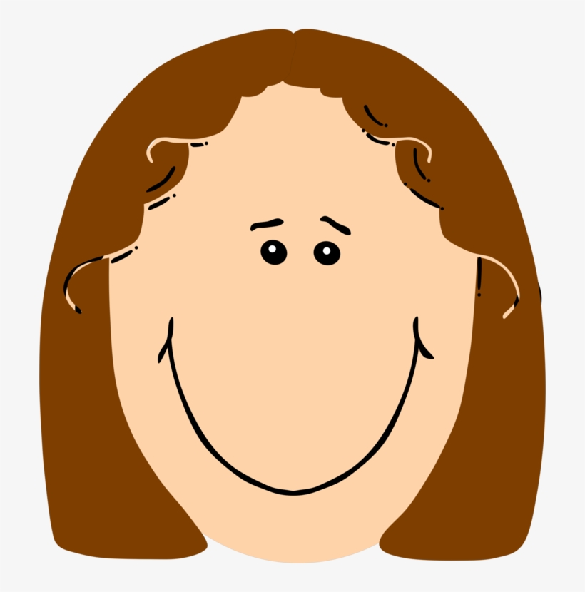 Smiley Happiness Face Girl - Light Brown Hair Clipart, transparent png