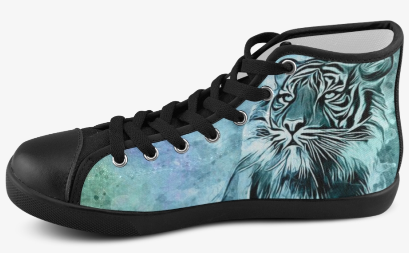 Watercolor Tiger Women's High Top Canvas Shoes - Shoe, transparent png