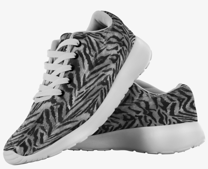 Grey Tiger Striped Low-top Sneakers/ Running Shoes - Sneakers, transparent png