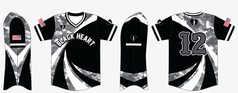 Team Black Heart Baseball Wavy Jersey - Sports Jersey, transparent png