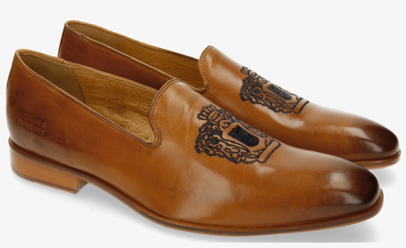 Loafers Prince 1 Tan Embrodery Crown Navy - Slip-on Shoe, transparent png