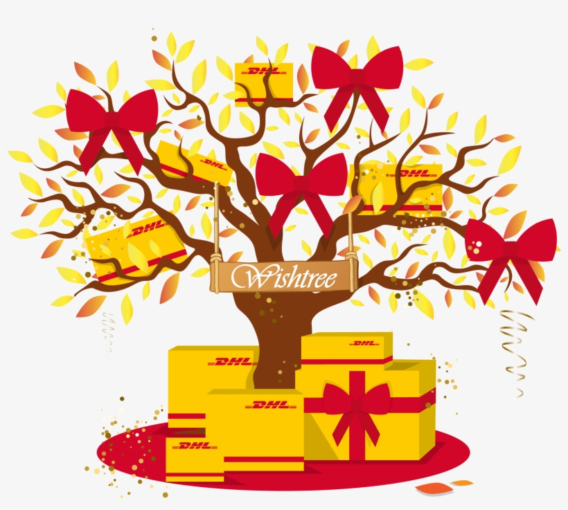 Dhl Wishtree - Dhl Express Merry Christmas, transparent png