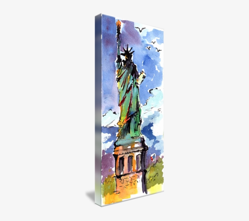 Lady Liberty New York Watercolor And Ink By Ginette - New York City, transparent png