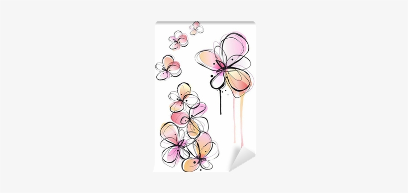 Abstract Ink And Watercolor Flowers, Vector Background - Dessin Abstrait De Fleur, transparent png