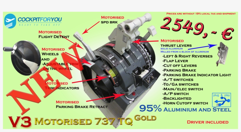 Qt B737 V3 Motorised Cockpit For You Gold S - Boeing 737, transparent png