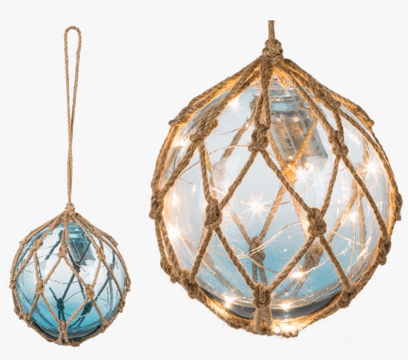 Blue Glass Ball In Rope Net - Glaskugel Mit Netz, transparent png