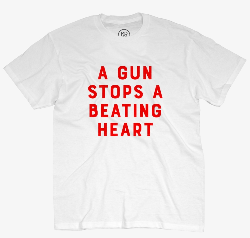 A Gun Stops A Beating Heart On White T-shirt $22 - T-shirt, transparent png