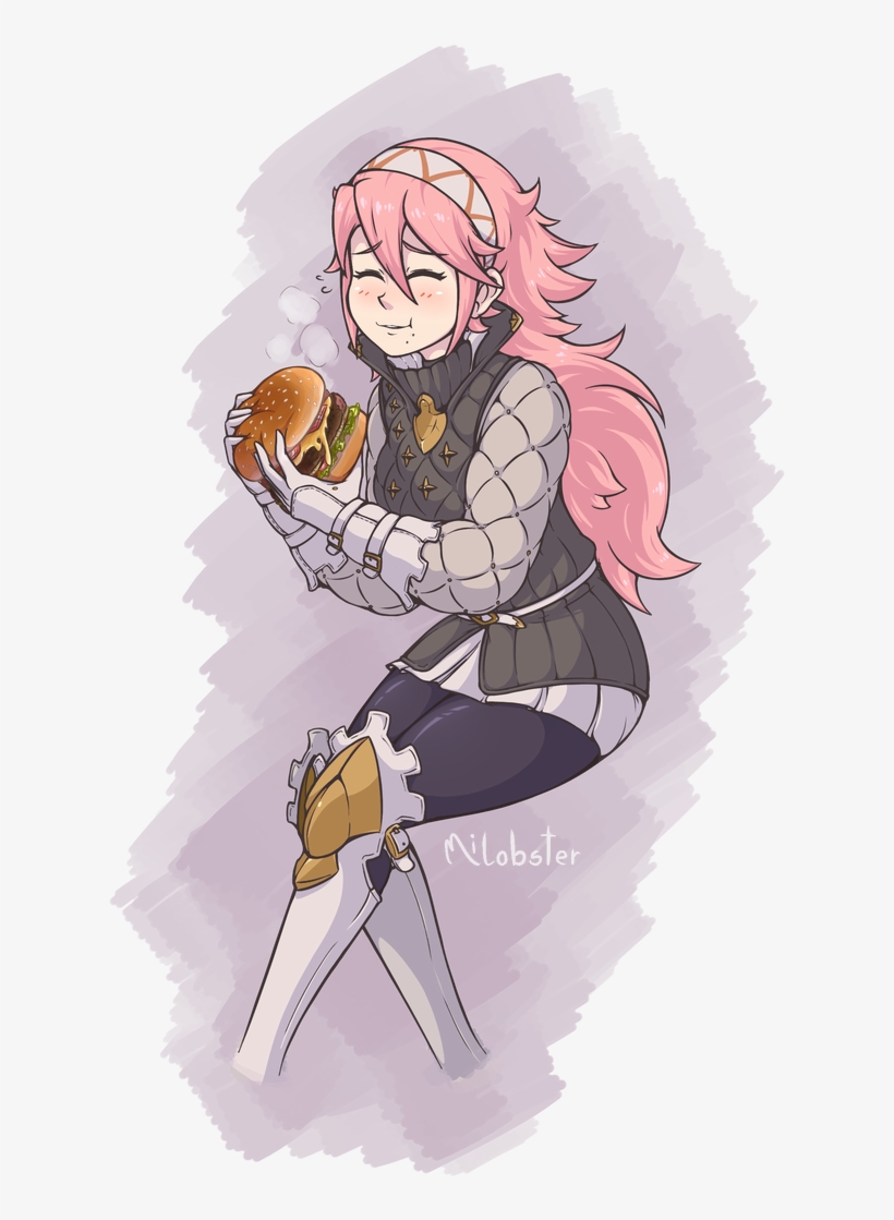 Soleil Eating A Hamburger By Milobster - Cartoon, transparent png