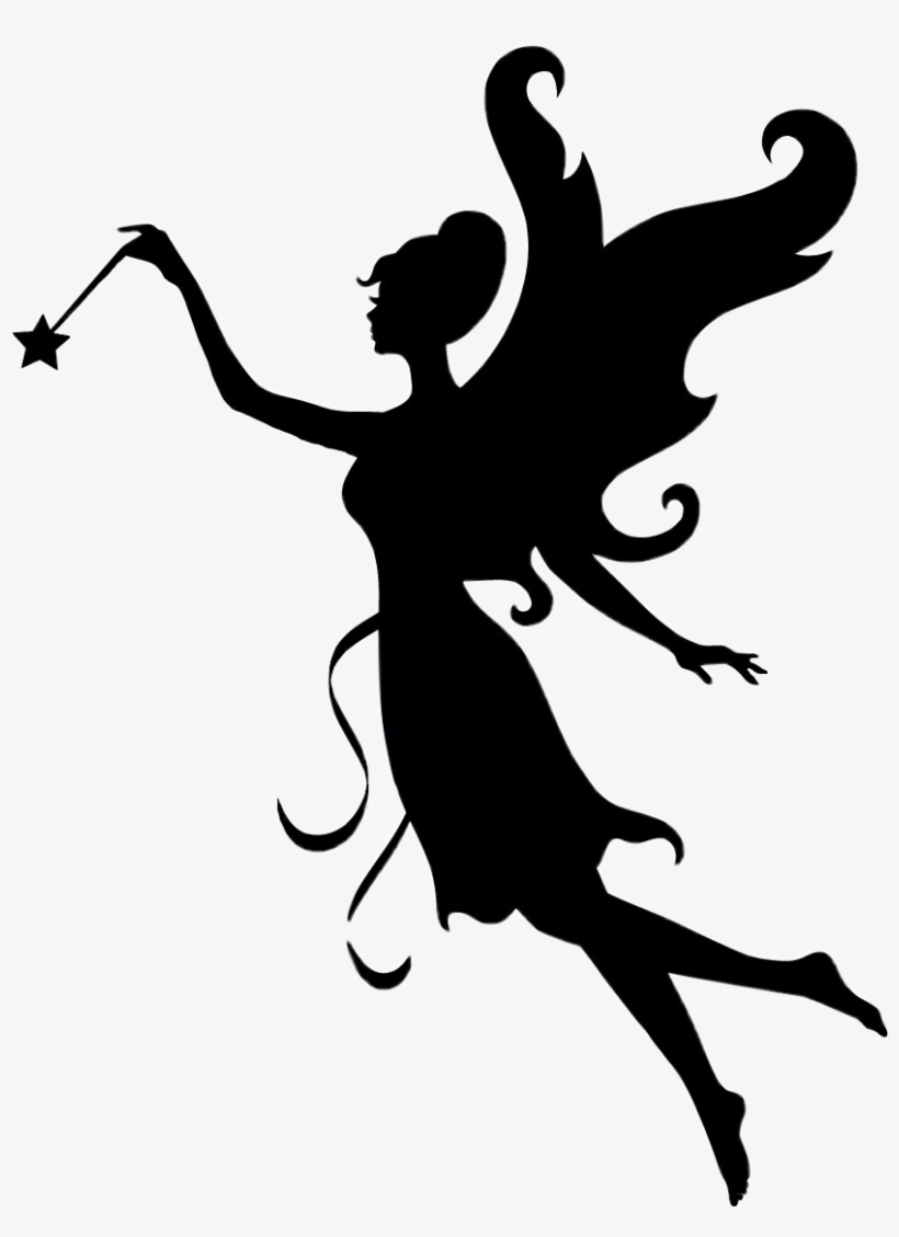 Report Abuse - Fairy With Wand Silhouette, transparent png