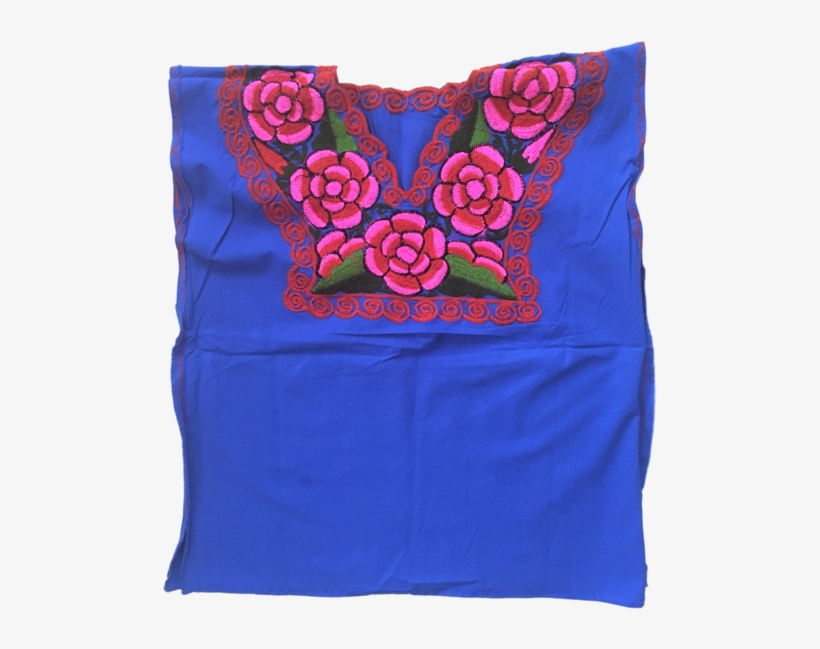 Blue Mexican Blouse With Flowers - Patchwork, transparent png