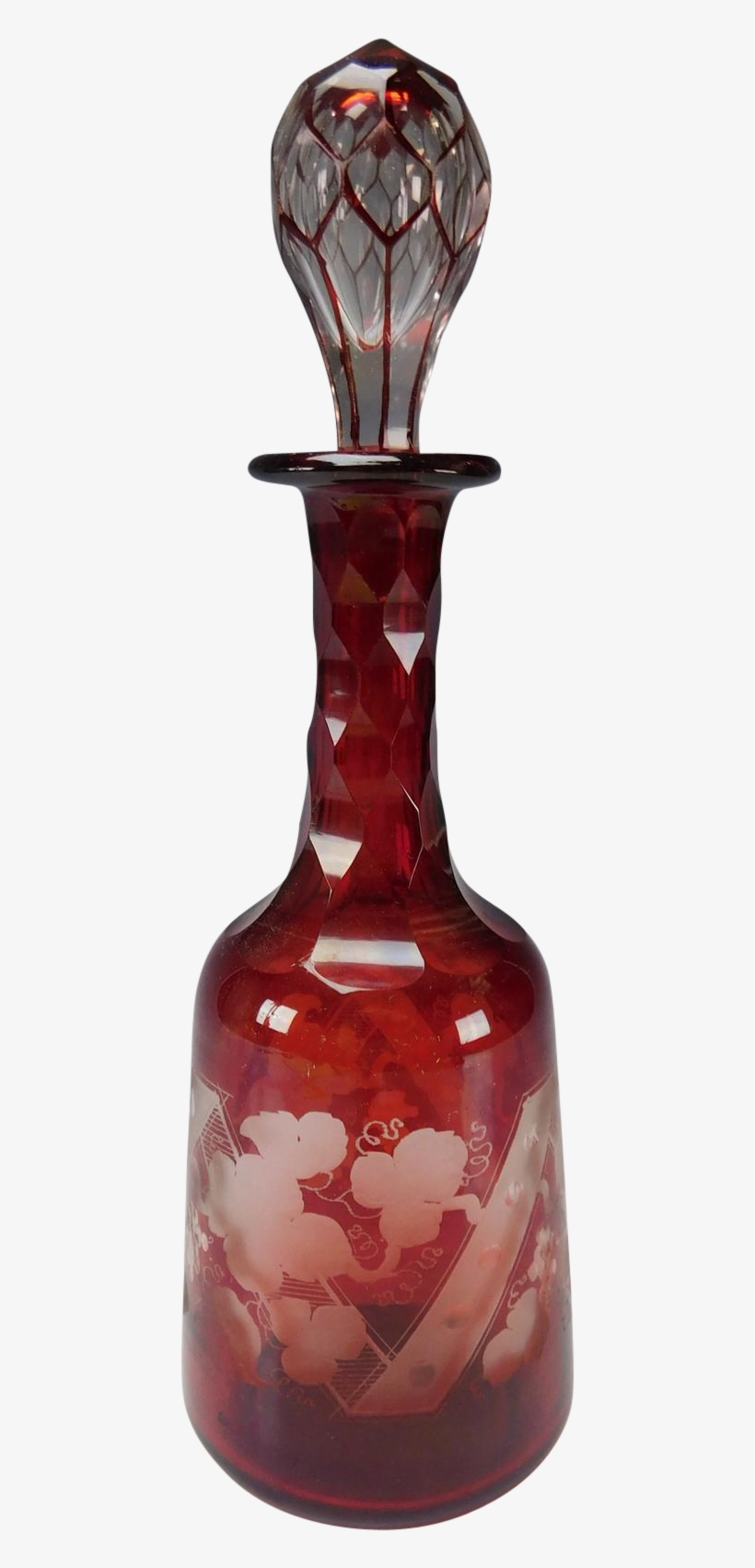 Antique Boston Sandwich Ruby Engraved Glass Perfume - Perfume, transparent png