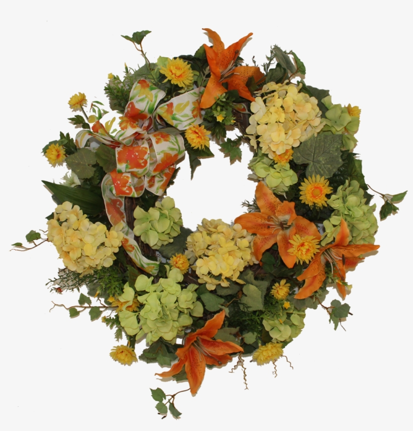 Orange And Yellow Summer Wreath/ver66 - Flower, transparent png