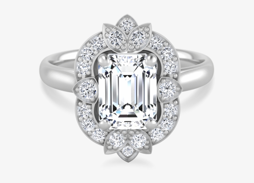 Alice Emerald Cut Engagement Ring - Gold, transparent png