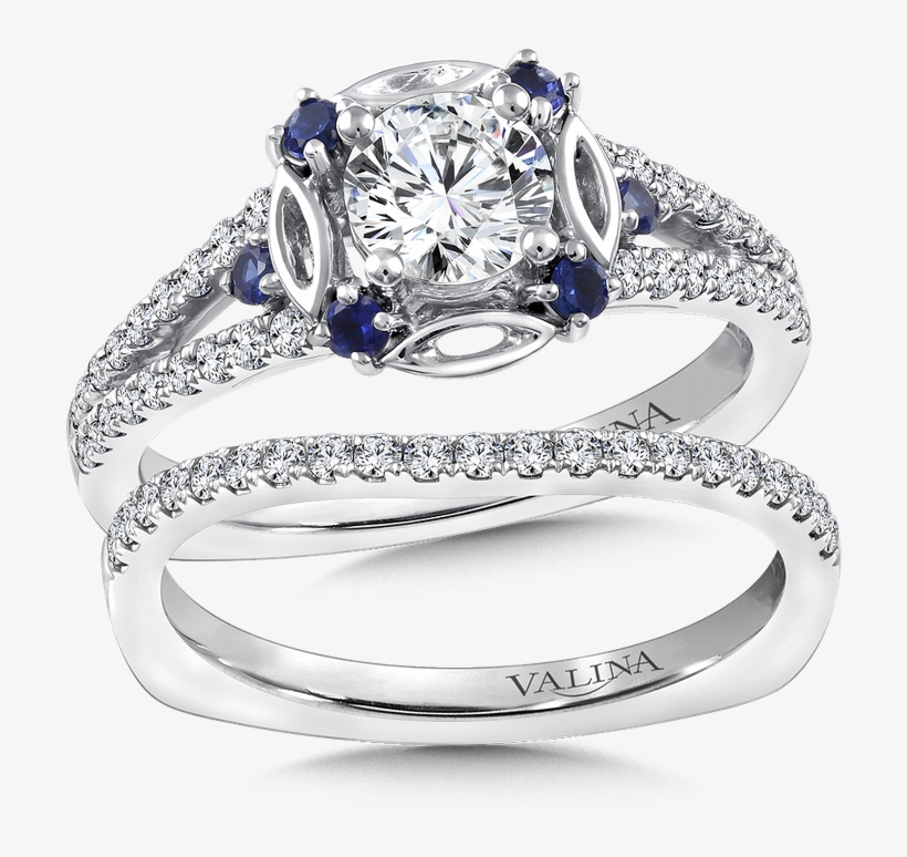 Valina Diamond And Blue Sapphire Halo Engagement Ring - Channel Set Round Diamond Engagement Ring - .75 Carat, transparent png