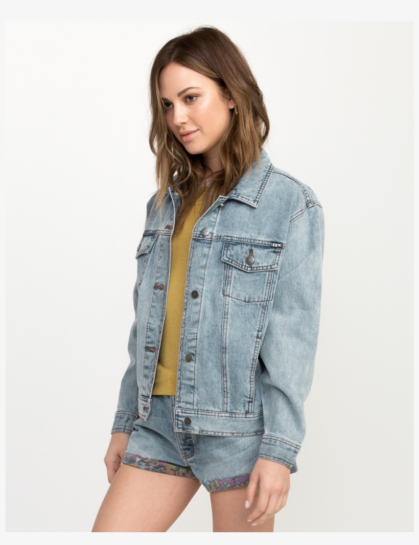Surfgirl Beach Boutique Rvca Joe Grillo Denim Washed - Rvca Grillo Denim Jacket Blue Women, transparent png