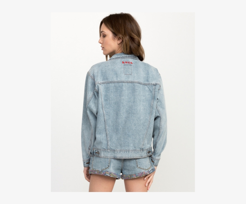 Rvca 'grillo' Denim Jacket Surfgirl Beach Boutique - Denim Jacket Back Png, transparent png