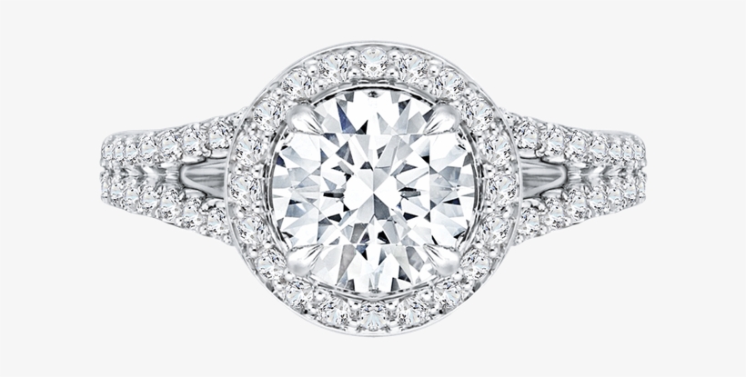 Carizza 18k White Gold Carizza Semi Mount Engagement - Double Band Halo Engagement Ring, transparent png