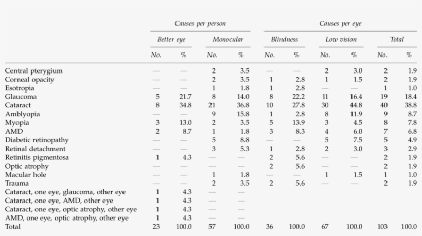 Causes Of Visual Loss Per Person And Per Eye In The - Isoflavones Foods, transparent png