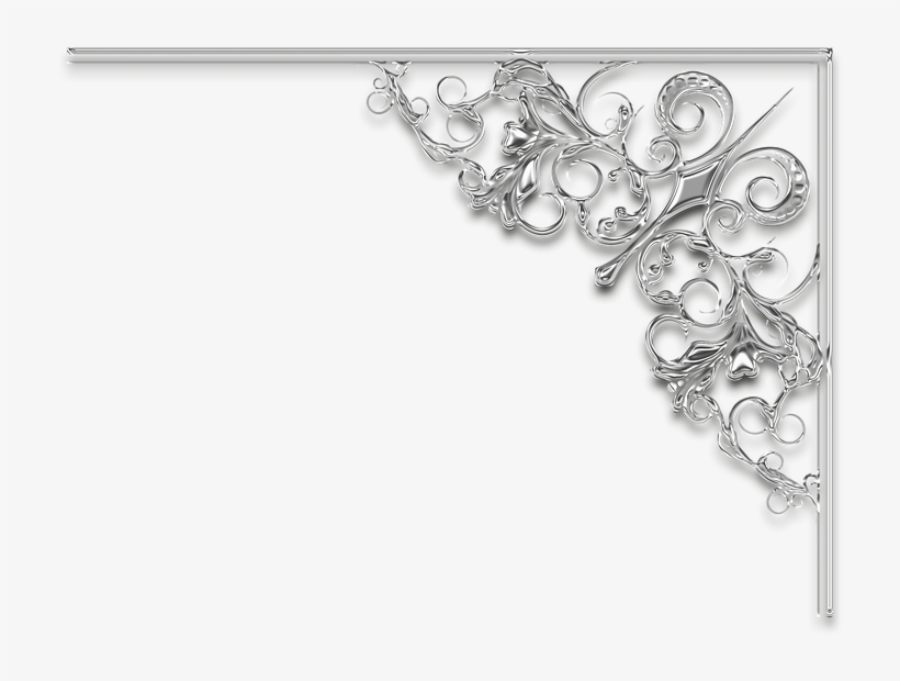 Corner Filigree Png - Silver Corner Frame Png, transparent png