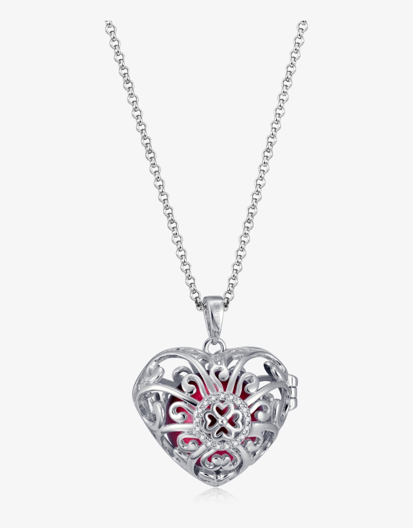 Seraphim Silver Heart Holder With Four Leaf Clover, - Prong Setting Diamond Pendant, transparent png