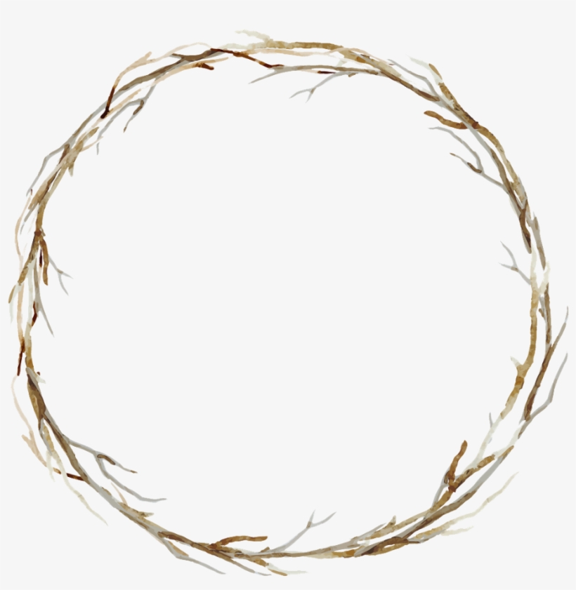 Branches Twigs Sticks Frame Border Wreath Background - Watercolor Art Border Line Png, transparent png