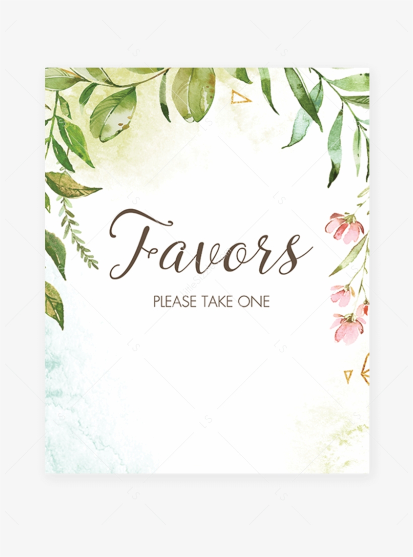 Printable Favors Please Take One Sign Watercolor Leaves - Guess The Mom's Belly Size, transparent png