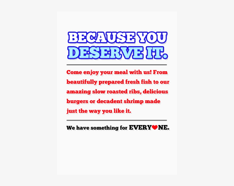 Because You Deserve It Come Enjoy Your Meal With Us - Bonnie Bear, transparent png