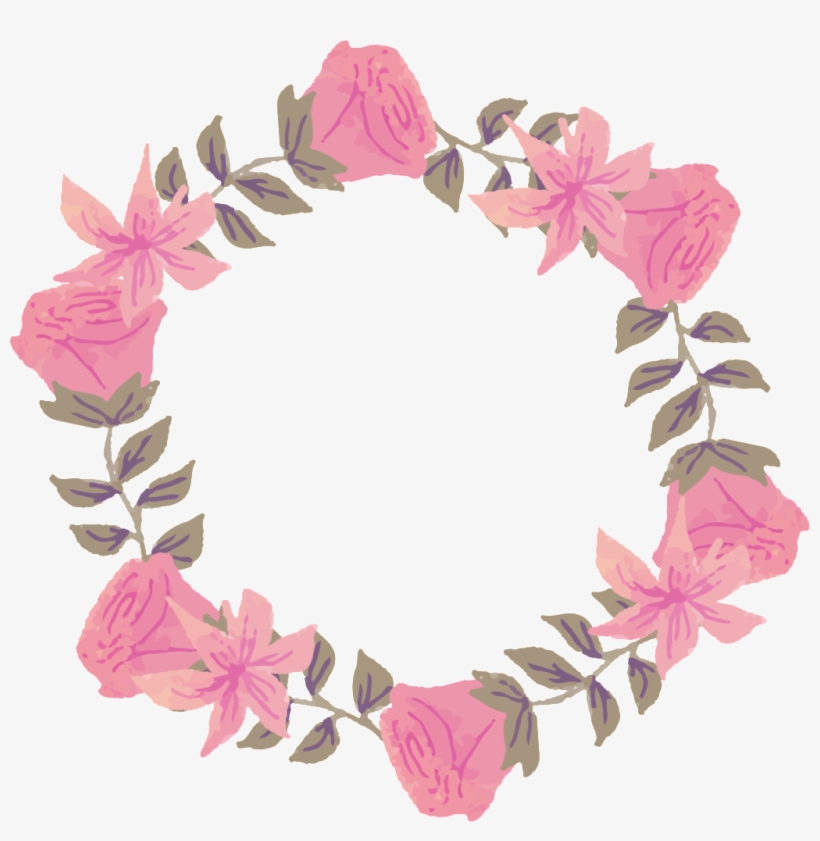 Fresh Deep Pink Watercolor Hand Painted Garland Decorative - Design, transparent png