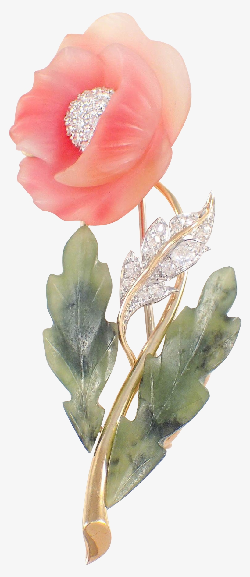 18k Yellow Gold And Platinum Nephrite, Quartz, And - Giant Protea, transparent png