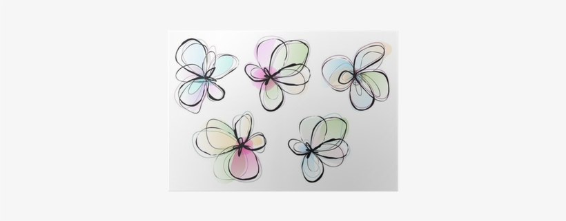 Abstract Watercolor Flowers, Vector Set Poster • Pixers® - Ashley Canvas Abstract Flowers Set 16x20, transparent png