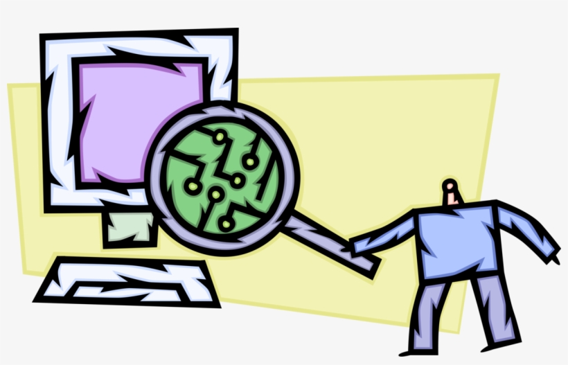 Vector Illustration Of Business Computer Technician - Magnifying Glass, transparent png