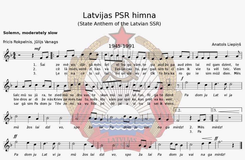 Open - Soviet Latvia Anthem Sheet Music, transparent png