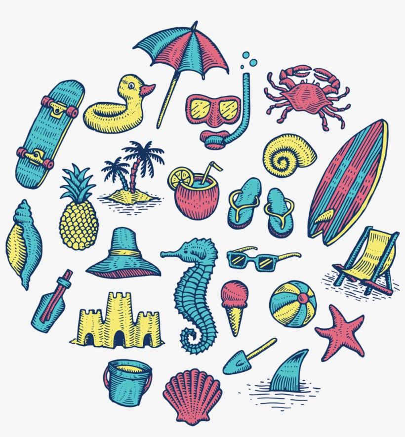 Beach Icons On Behance - Collage, transparent png