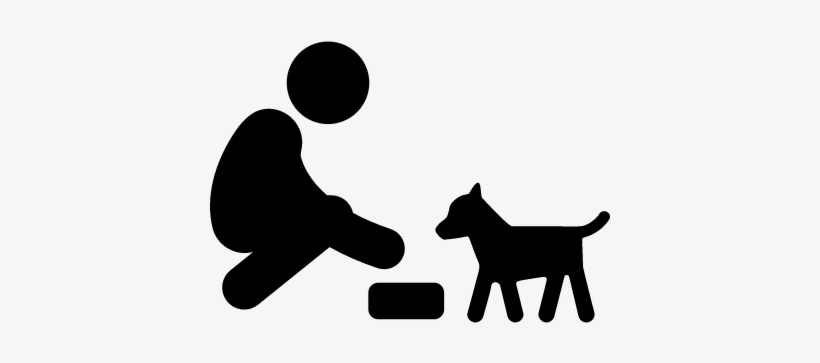 Feeding A Dog Vector - Stick Figure Feeding Dog, transparent png