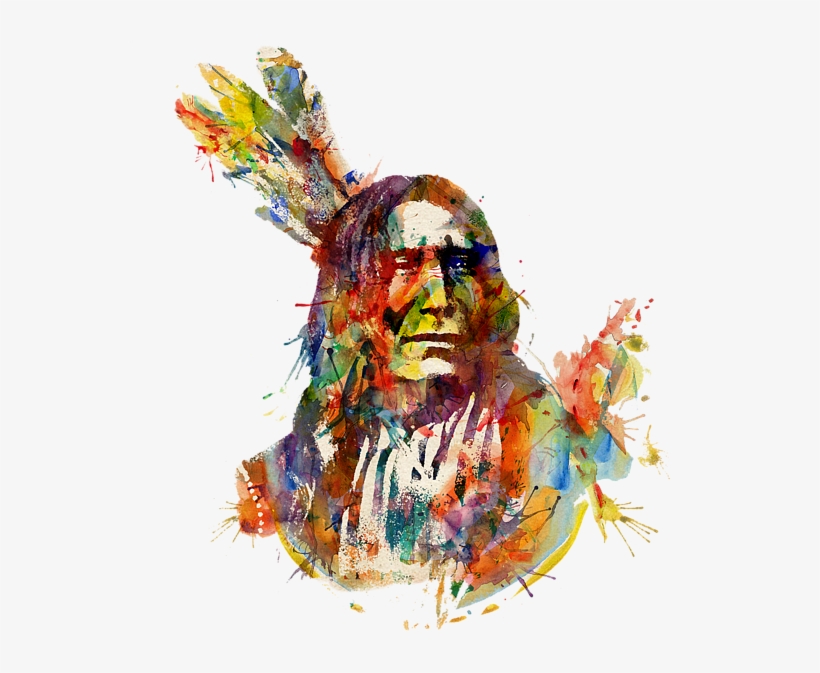 Click And Drag To Re-position The Image, If Desired - Indian Chief Watercolor, transparent png