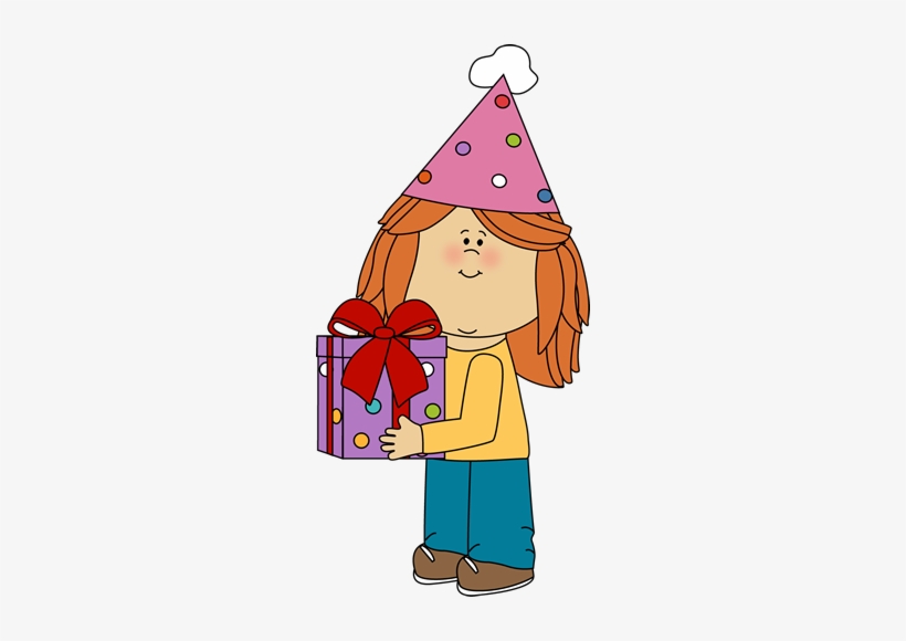 Birthday Girl With Birthday Gift - Birthday Girl Clipart, transparent png