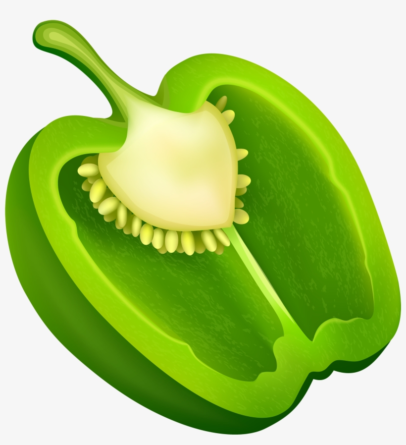 Half Green Pepper Png Clipart - Green Bell Pepper Clipart, transparent png