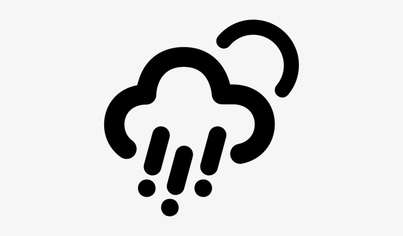 Rainy Cloud And Sun Outline Vector - Media Luna Con Lluvia, transparent png