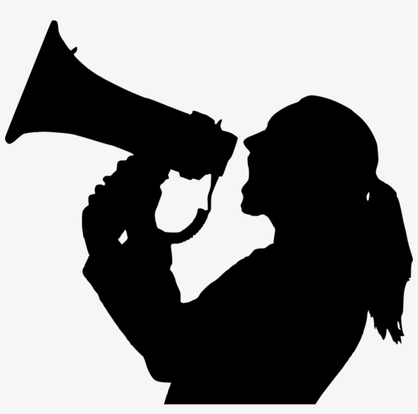 Silhouette, Marketing, Megaphone, Woman, Screaming Silhouette 762x720 PNG Download PNGkit